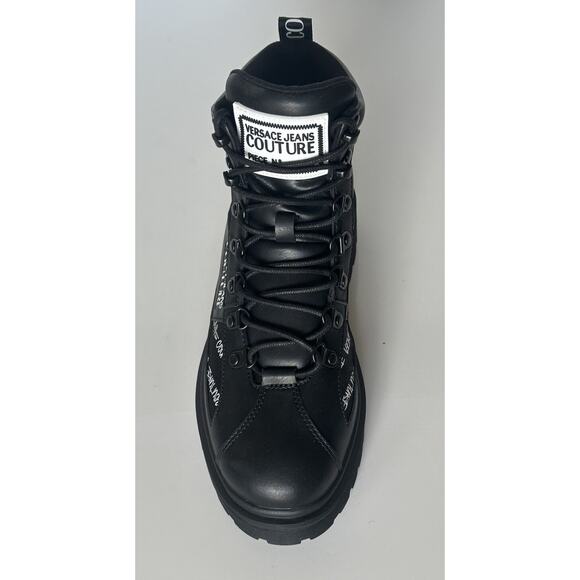 Versace Jeans Couture Leather Black Combat Boots 8 US (41) E75YA3S46 NIB - Picture 11 of 16